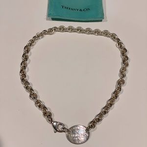 Return To Tiffany Oval Tag Choker Necklace Sterling Silver